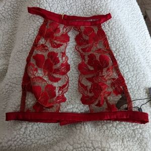 Rare Coco De Mer Red Floral Velvet Bralette Brand New with Tags